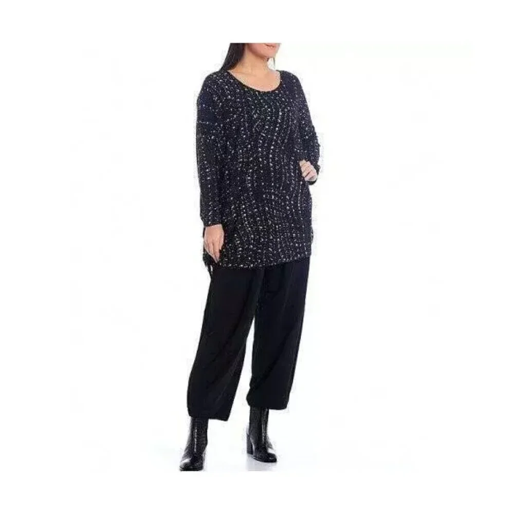 NWOT Bryn Walker Ruched Inman Tunic Top Black Stars Size 1X - Picture 2 of 4